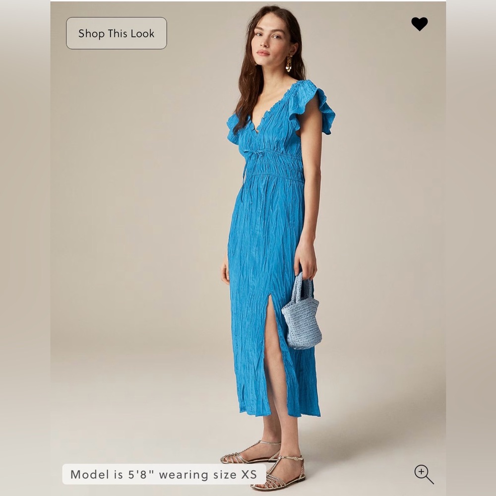 J.CREW Blue Palermo dress in viscose-blend crinkle
